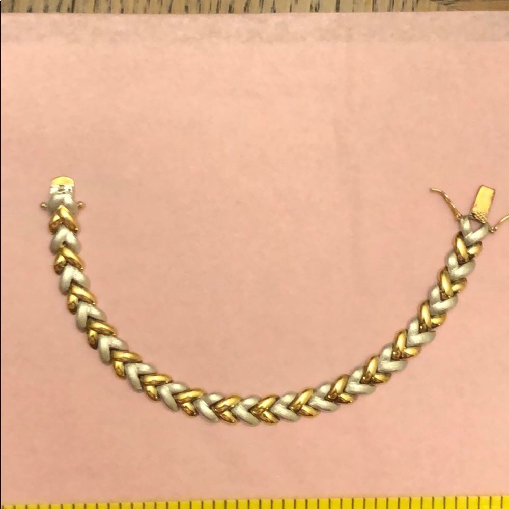 Sterling silver & vermeil braided bracelet 7 1/2”